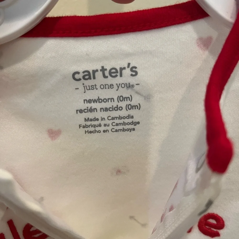 Carter's White and Red Heart Footies